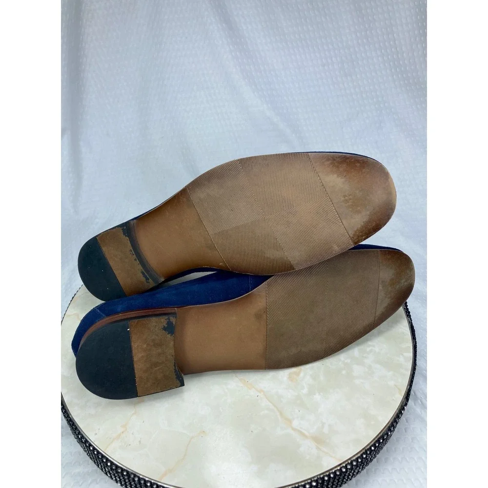 Steve Madden Soto Suede Penny Loafers Mens Sz 13 Navy Blue Office Slip  On Shoes